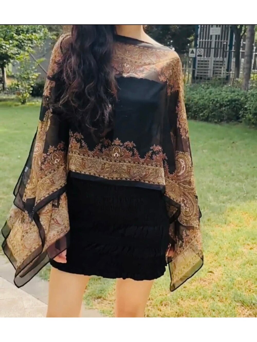 New - Gorgeous Multifunctional - Shawl Wrap Kimono - OS - Black /Brown
